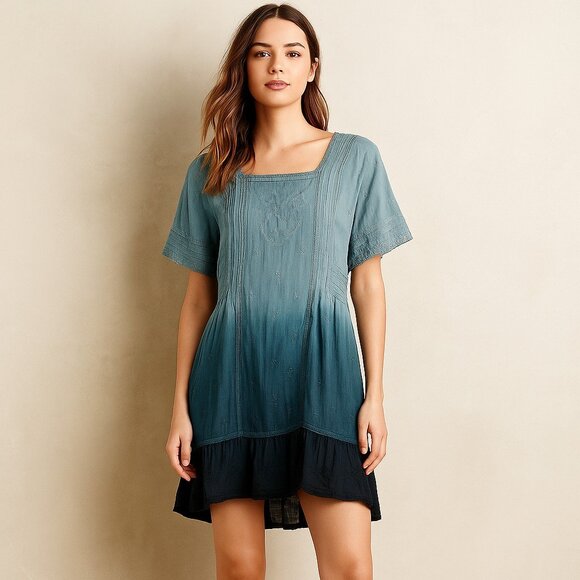 Holding Horses Anthropologie Ocean Dipped Blue Tunic Mini Dress Womens XS NWOT - Picture 9 of 10
